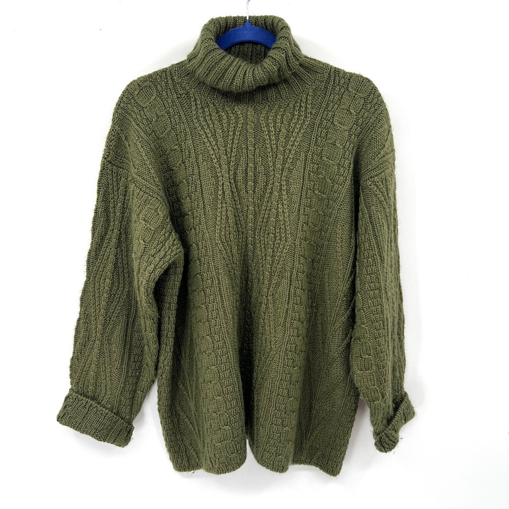 VTG L.L. Bean turtleneck cable knit sweater irish wool fisherman cabincore XL